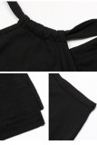 Solid Color Split V-neck Sleeveless Camisole Dress