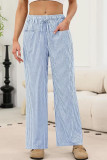 Grid Printed High Elastic Waist Wide Leg Pants