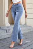 Elastic Slim Fit Denim Bell Bottom Pants