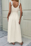 Solid Color Waist Cinching Lace Camisole Dress