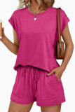 Round Neck Short Sleeved Shorts Two-piece Set