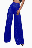 Solid Color Sequin Straight-leg Pants