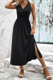 Solid Color Split V-neck Sleeveless Camisole Dress