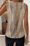 Gold Embossed Sleeveless V-neck Vest