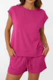 Round Neck Short Sleeved Shorts Two-piece Set