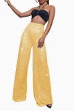 Solid Color Sequin Straight-leg Pants