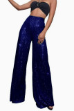 Solid Color Sequin Straight-leg Pants