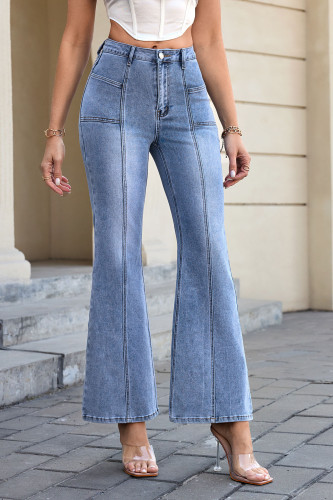 Elastic Slim Fit Denim Bell Bottom Pants