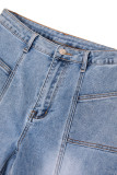 Elastic Slim Fit Denim Bell Bottom Pants