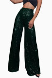Solid Color Sequin Straight-leg Pants