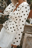 V-neck Polka Dot Long Sleeved Shirt