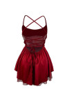 Backless Cross Tie Lace Satin Dress