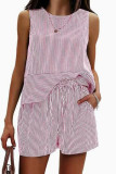 Sleeveless Striped Vest Shorts Two-piece Set