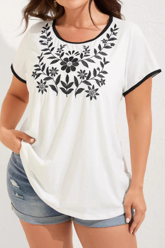 Retro Round Neck Printed Short Sleeve T-Shirt