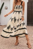 Retro Ethnic Style Printed Sleeveless Camisole Dress