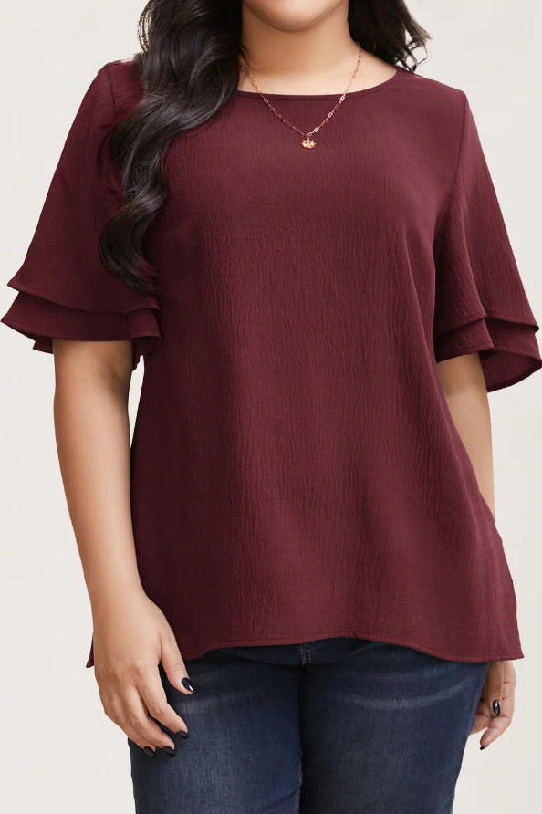 Double Layered Lotus Leaf Short Sleeved Shirt