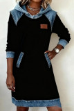 Large Size Long Sleeved Denim Hooded Dress