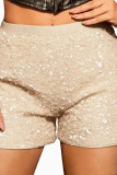 High Waisted Solid Color Sequin Shorts