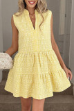 V-neck Sleeveless Jacquard Solid Color Dress