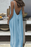 Solid Color Camisole Backless Loose Dress