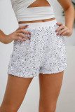 High Waisted Solid Color Sequin Shorts