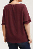 Double Layered Lotus Leaf Short Sleeved Shirt