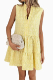 V-neck Sleeveless Jacquard Solid Color Dress