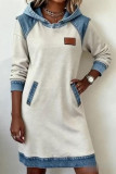 Large Size Long Sleeved Denim Hooded Dress