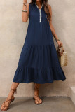 Sleeveless Lace V-neck Solid Color Dress