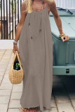 Solid Color Camisole Backless Loose Dress