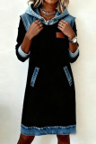 Large Size Long Sleeved Denim Hooded Dress