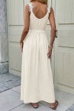 Solid Color Slit Sleeveless Lace Camisole Dress
