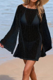 One Shoulder Knitted Long Sleeved Bikini Top