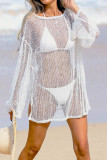 One Shoulder Knitted Long Sleeved Bikini Top
