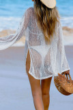 One Shoulder Knitted Long Sleeved Bikini Top
