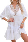 Solid Color Short Sleeve Lace Beach Bikini Top