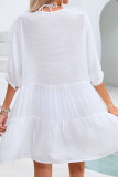 Solid Color Short Sleeve Lace Beach Bikini Top