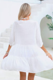 Solid Color Short Sleeve Lace Beach Bikini Top