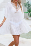 Solid Color Short Sleeve Lace Beach Bikini Top