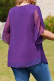Large Size Floral Print Round Neck Chiffon Shirt