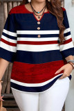 Large Size Print Seven Quarter Sleeve T-shirt