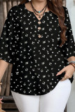 Large Size Print Seven Quarter Sleeve T-shirt