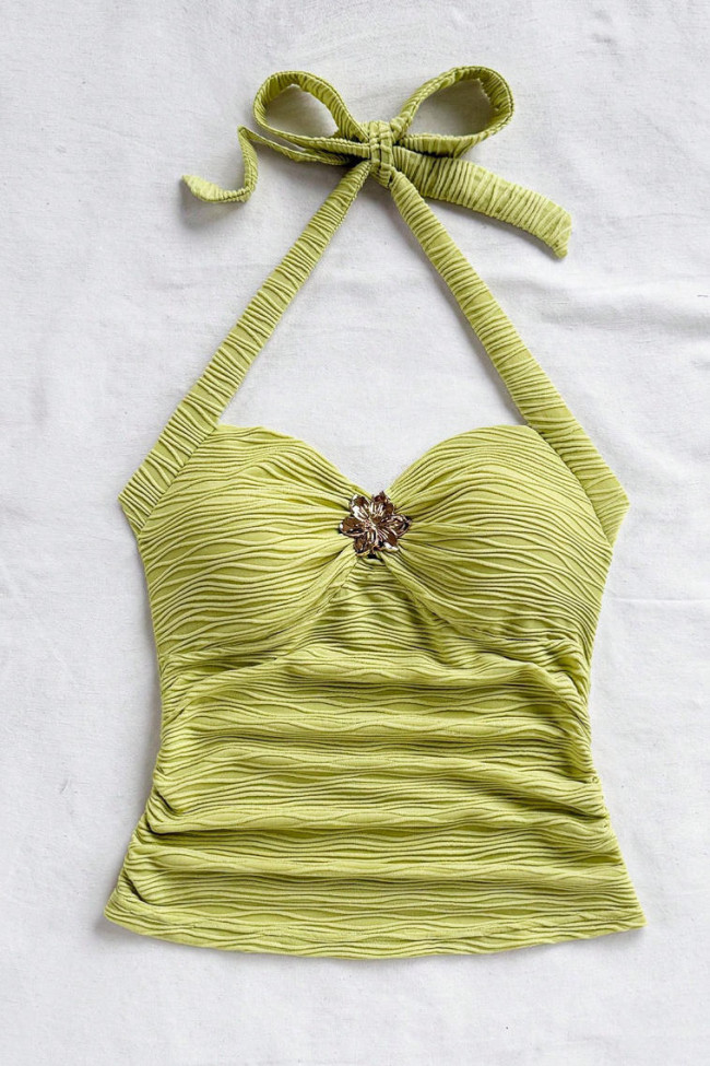 Strap Sleeveless Solid Color Halter Vest