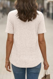 Casual Pleated Short Sleeved V-neck T-shirt