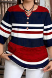 Large Size Print Seven Quarter Sleeve T-shirt
