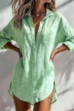 Lapel Loose Solid Color Cardigan Shirt