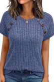 Solid Color Round Neck Short Sleeved Knitted Shirt