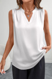 Satin V-neck Solid Color Sleeveless Vest