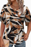 V-neck Short Sleeved Solid Color T-shirt