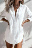 Lapel Loose Solid Color Cardigan Shirt